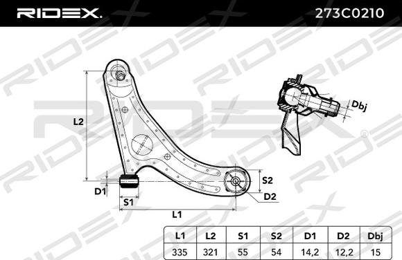 RIDEX 273C0210 - Рычаг подвески колеса autospares.lv