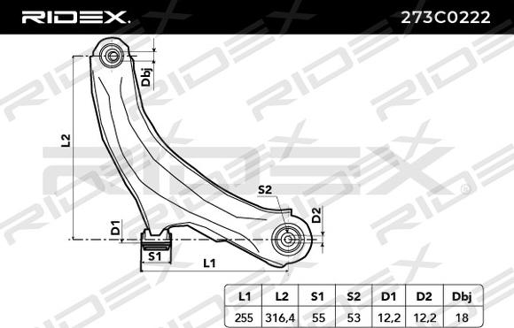 RIDEX 273C0222 - Рычаг подвески колеса autospares.lv