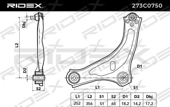 RIDEX 273C0750 - Рычаг подвески колеса autospares.lv