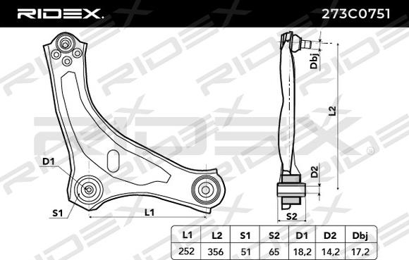 RIDEX 273C0751 - Рычаг подвески колеса autospares.lv