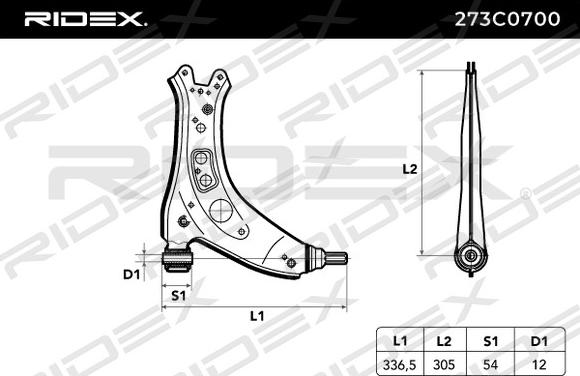 RIDEX 273C0700 - Рычаг подвески колеса autospares.lv