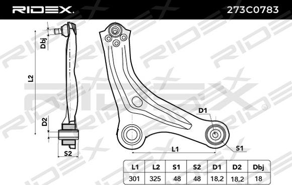 RIDEX 273C0783 - Рычаг подвески колеса autospares.lv