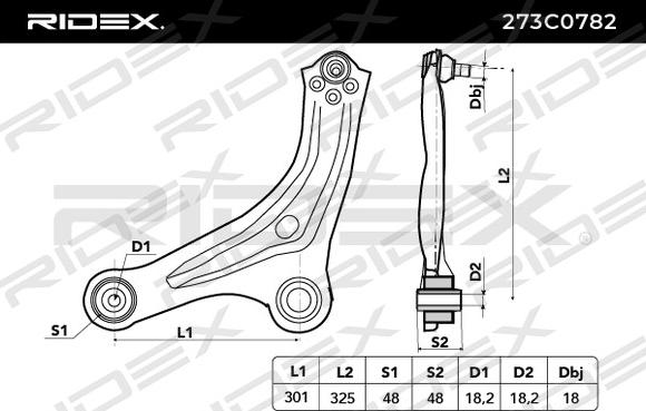 RIDEX 273C0782 - Рычаг подвески колеса autospares.lv