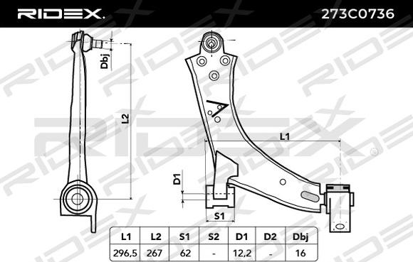 RIDEX 273C0736 - Рычаг подвески колеса autospares.lv