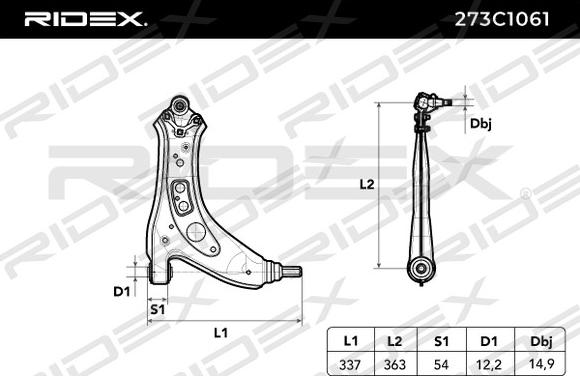 RIDEX 273C1061 - Рычаг подвески колеса autospares.lv