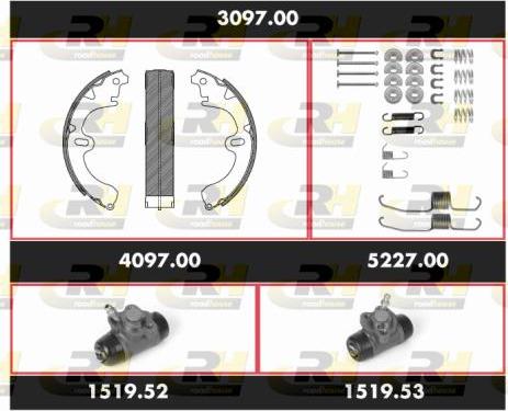 Roadhouse 3097.00 - Комплект тормозных колодок, барабанные autospares.lv