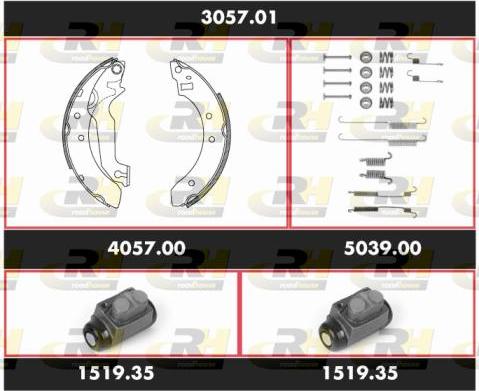 Roadhouse 3057.01 - Комплект тормозных колодок, барабанные autospares.lv