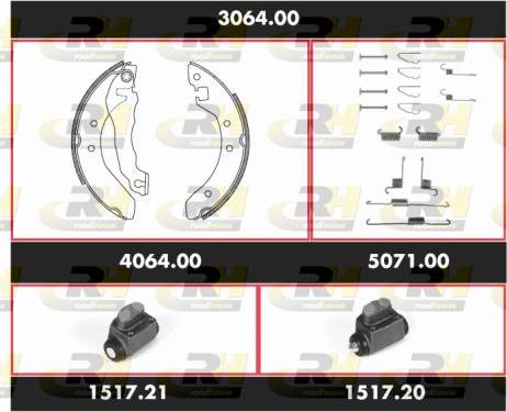 Roadhouse 3064.00 - Комплект тормозных колодок, барабанные autospares.lv