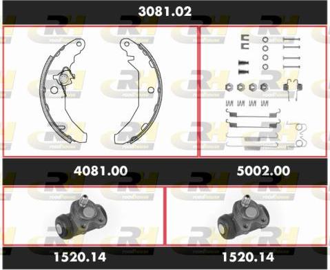 Roadhouse 3081.02 - Комплект тормозных колодок, барабанные autospares.lv