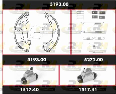 Roadhouse 3193.00 - Комплект тормозных колодок, барабанные autospares.lv