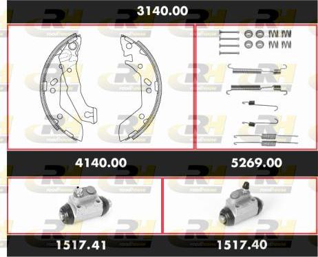 Roadhouse 3140.00 - Комплект тормозных колодок, барабанные autospares.lv