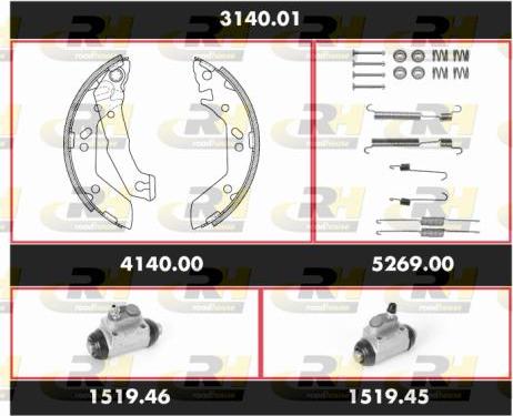 Roadhouse 3140.01 - Комплект тормозных колодок, барабанные autospares.lv