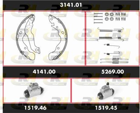 Roadhouse 3141.01 - Комплект тормозных колодок, барабанные autospares.lv