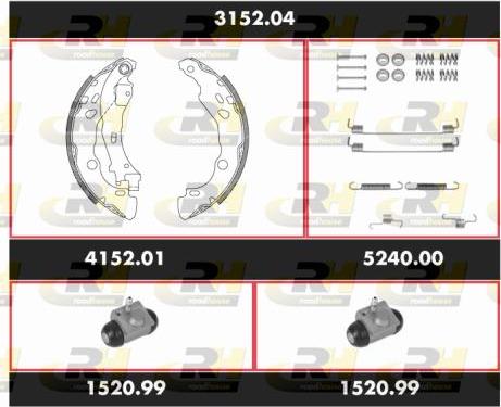 Roadhouse 3152.04 - Комплект тормозных колодок, барабанные autospares.lv