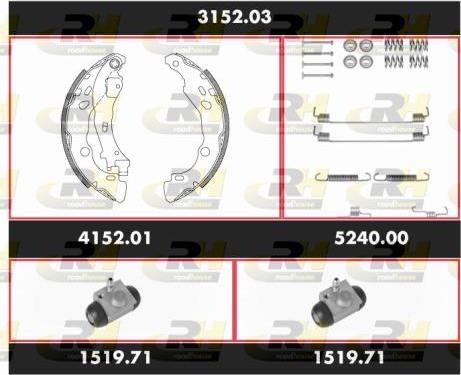 Roadhouse 3152.03 - Комплект тормозных колодок, барабанные autospares.lv