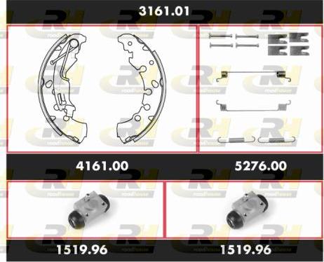 Roadhouse 3161.01 - Комплект тормозных колодок, барабанные autospares.lv