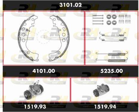 Roadhouse 3101.02 - Комплект тормозных колодок, барабанные autospares.lv