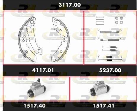 Roadhouse 3117.00 - Комплект тормозных колодок, барабанные autospares.lv