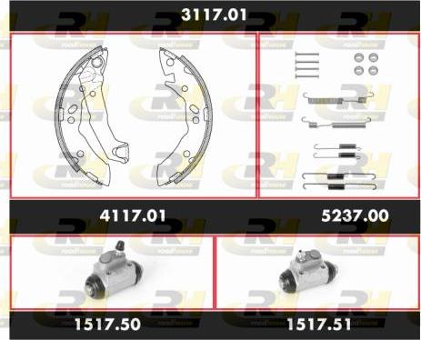 Roadhouse 3117.01 - Комплект тормозных колодок, барабанные autospares.lv