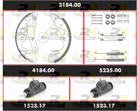 Roadhouse 3184.00 - Комплект тормозных колодок, барабанные autospares.lv