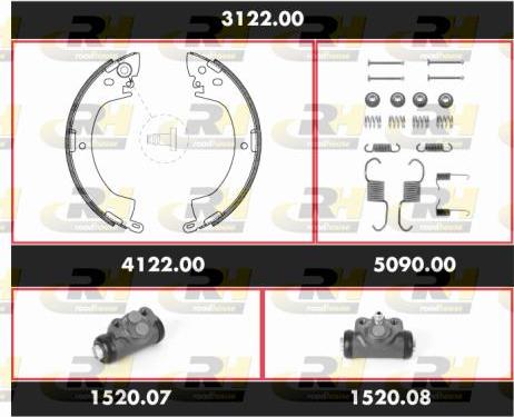 Roadhouse 3122.00 - Комплект тормозных колодок, барабанные autospares.lv