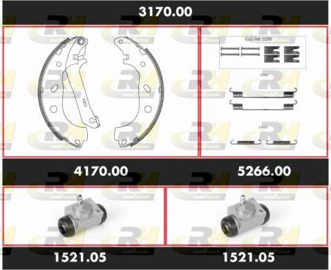 Roadhouse 3170.00 - Комплект тормозных колодок, барабанные autospares.lv