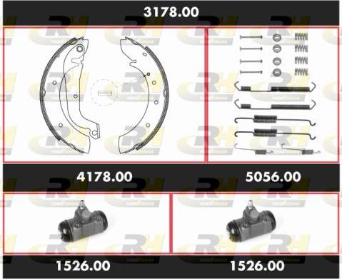 Roadhouse 3178.00 - Комплект тормозных колодок, барабанные autospares.lv