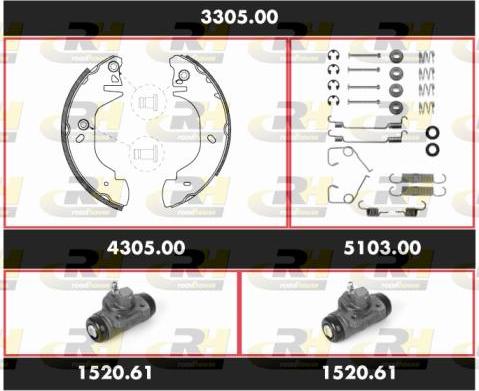 Roadhouse 3305.00 - Комплект тормозных колодок, барабанные autospares.lv