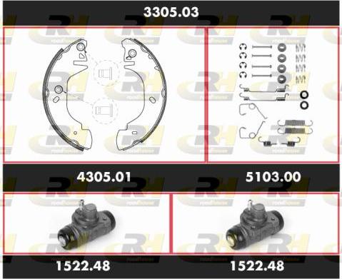 Roadhouse 3305.03 - Комплект тормозных колодок, барабанные autospares.lv