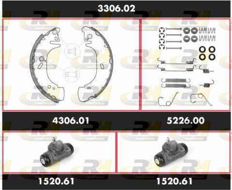 Roadhouse 3306.02 - Комплект тормозных колодок, барабанные autospares.lv