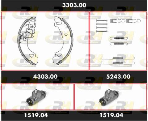 Roadhouse 3303.00 - Комплект тормозных колодок, барабанные autospares.lv