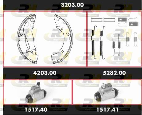 Roadhouse 3203.00 - Комплект тормозных колодок, барабанные autospares.lv