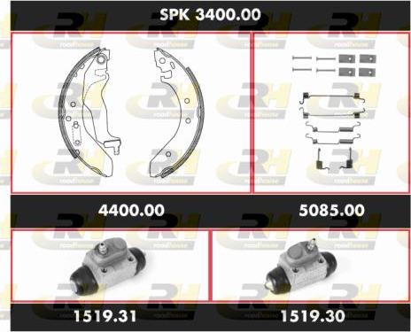 Roadhouse SPK 3400.00 - Комплект тормозных колодок, барабанные autospares.lv