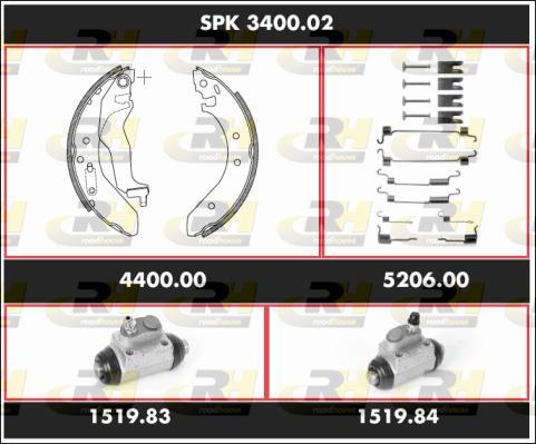 Roadhouse SPK 3400.02 - Комплект тормозных колодок, барабанные autospares.lv