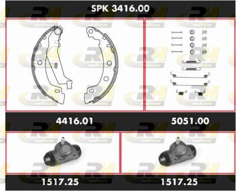 Roadhouse SPK 3416.00 - Комплект тормозных колодок, барабанные autospares.lv