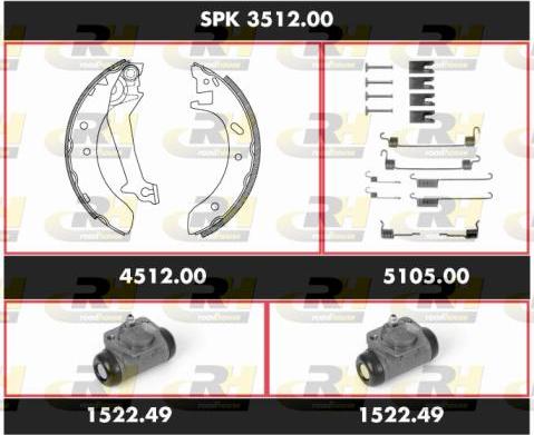 Roadhouse SPK 3512.00 - Комплект тормозных колодок, барабанные autospares.lv