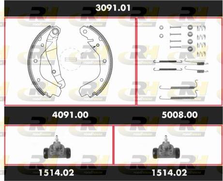 Roadhouse SPK 3091.01 - Комплект тормозных колодок, барабанные autospares.lv