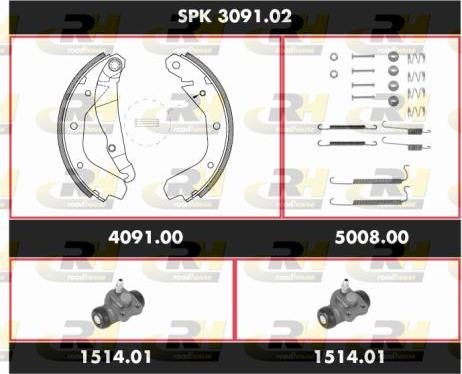 Roadhouse SPK 3091.02 - Комплект тормозных колодок, барабанные autospares.lv