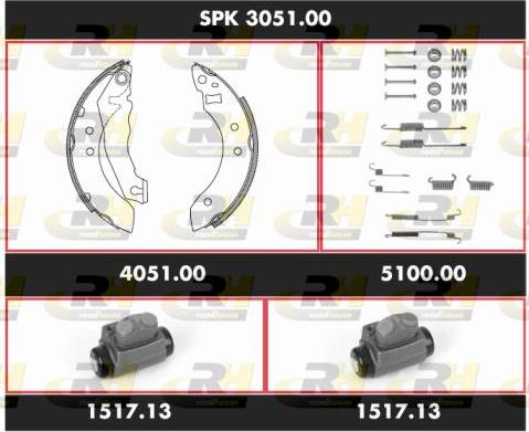 Roadhouse SPK 3051.00 - Комплект тормозных колодок, барабанные autospares.lv