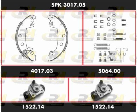 Roadhouse SPK 3017.05 - Комплект тормозных колодок, барабанные autospares.lv