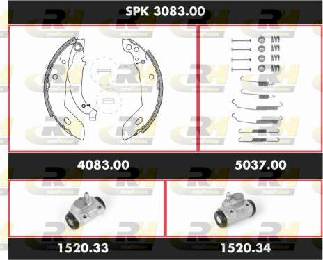 Roadhouse SPK 3083.00 - Комплект тормозных колодок, барабанные autospares.lv