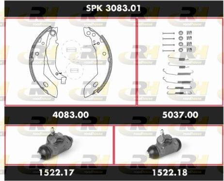 Roadhouse SPK 3083.01 - Комплект тормозных колодок, барабанные autospares.lv