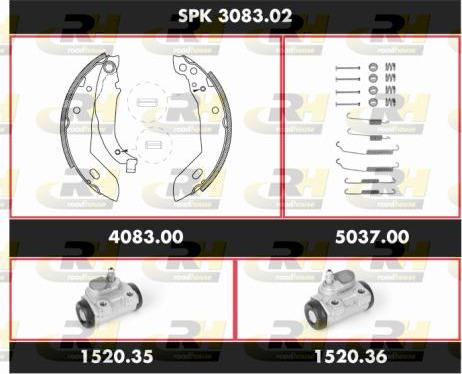 Roadhouse SPK 3083.02 - Комплект тормозных колодок, барабанные autospares.lv