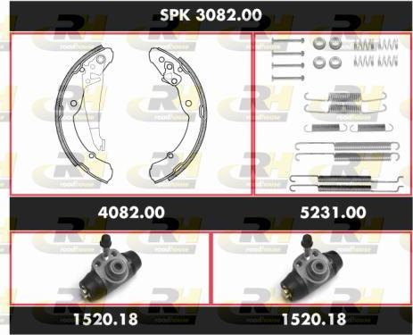 Roadhouse SPK 3082.00 - Комплект тормозных колодок, барабанные autospares.lv