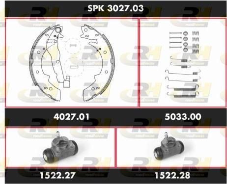 Roadhouse SPK 3027.03 - Комплект тормозных колодок, барабанные autospares.lv