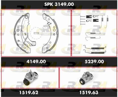 Roadhouse SPK 3149.00 - Комплект тормозных колодок, барабанные autospares.lv