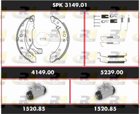 Roadhouse SPK 3149.01 - Комплект тормозных колодок, барабанные autospares.lv