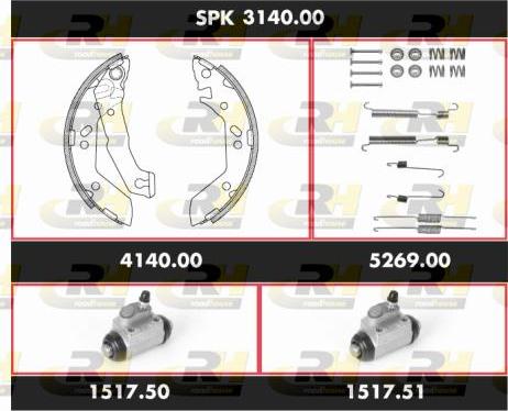 Roadhouse SPK 3140.00 - Комплект тормозных колодок, барабанные autospares.lv