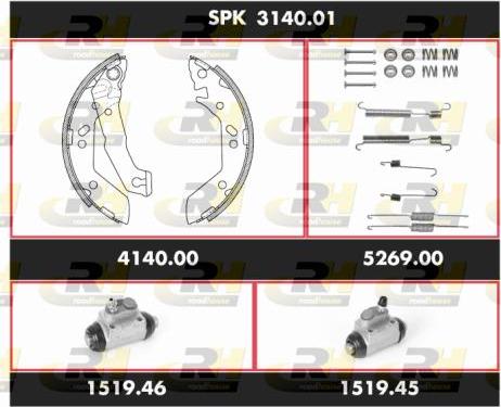 Roadhouse SPK 3140.01 - Комплект тормозных колодок, барабанные autospares.lv