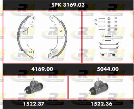 Roadhouse SPK 3169.03 - Комплект тормозных колодок, барабанные autospares.lv